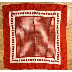 Christian Bernard Paris Scarf Square 26" Red And White Satin